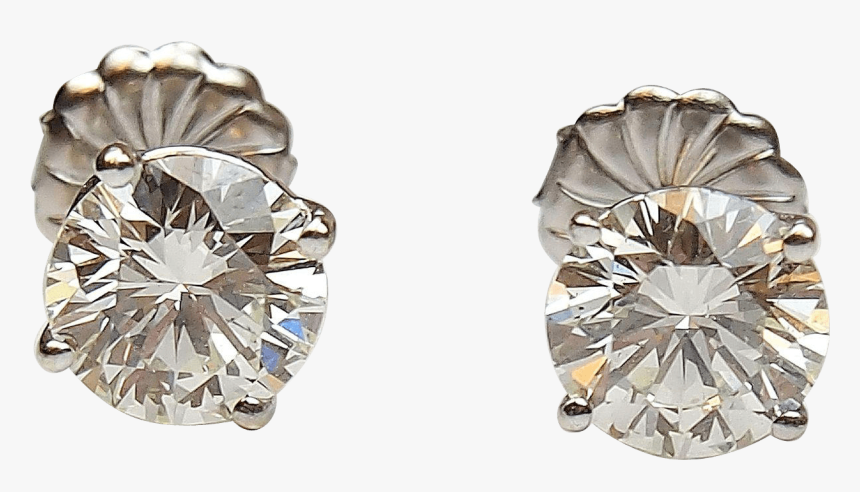 57 Ctw Diamond Stud Earrings 14k White Gold - Earrings, HD Png Download, Free Download