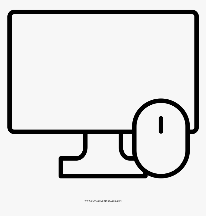 Desktop Computer Coloring Page - Computadora De Escritorio En Dibujo, HD Png Download, Free Download