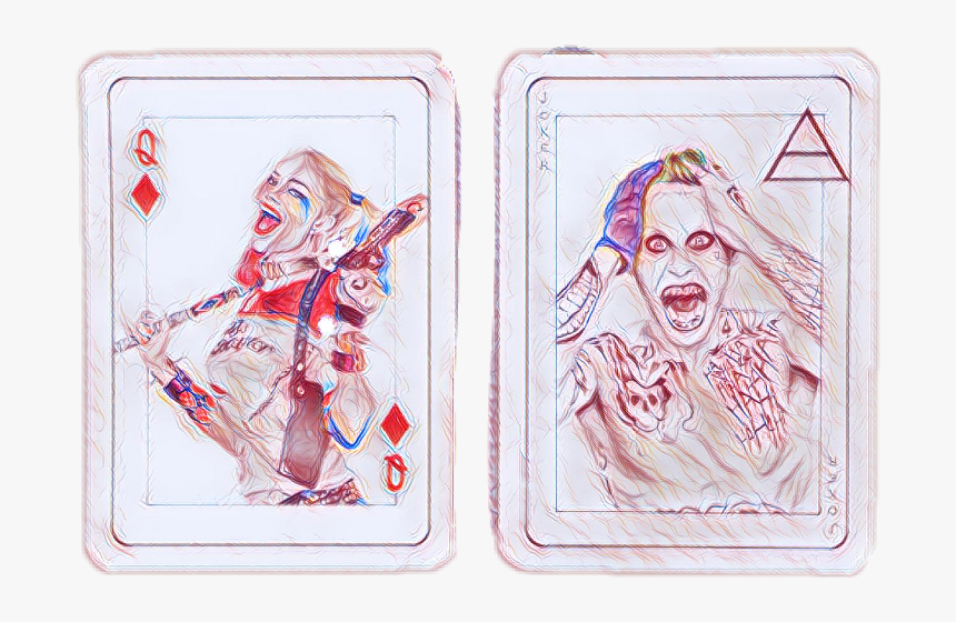 Joker And Harley Quinn Playing Cards , Png Download - Sketch, Transparent Png, Free Download