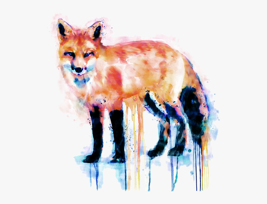 Cute Fox Watercolor Painting, HD Png Download, Free Download