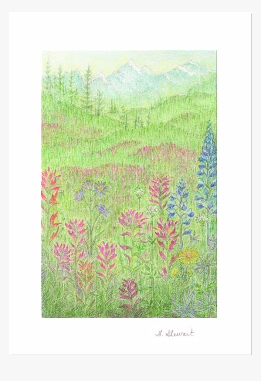 Mountain Meadow Greeting Card - Painting, HD Png Download, Free Download