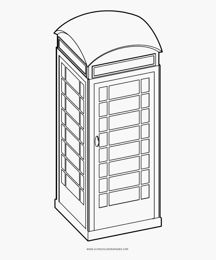 Phone Booth Coloring Page - Cabina Para Dibujar, HD Png Download, Free Download