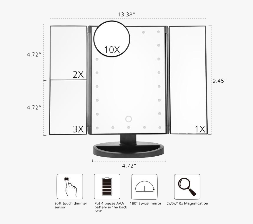 22 Light Makeup Mirror Led Touch Screen Table Desktop, HD Png Download, Free Download