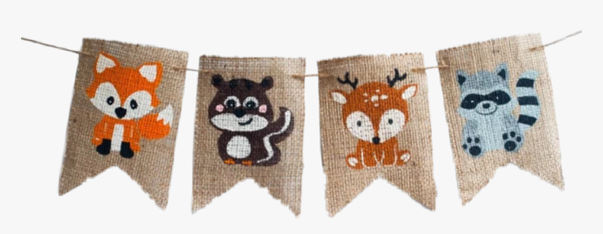 #banner #flag #pennant #burlap #woodlandcreatures #babyanimals - Banderines De Arpillera Animalitos Del Bosque, HD Png Download, Free Download