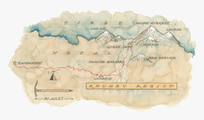 Everest South Ridge Map, HD Png Download, Free Download