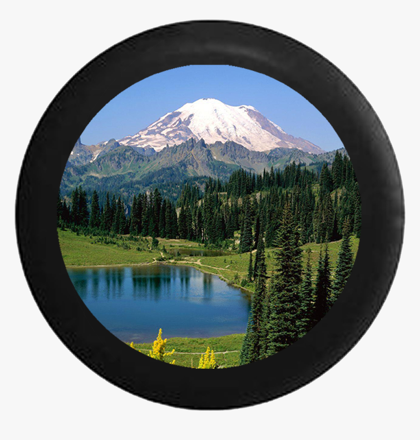 Jeep Liberty Tire Cover With Pine Forest Print - Mount Rainier National Park, Sunrise Lake, HD Png Download, Free Download