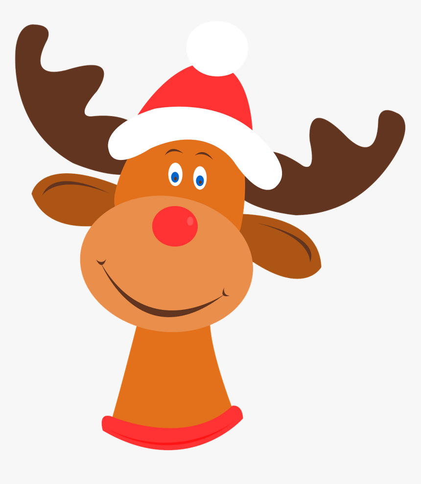 Christmas Reindeer Rudolph Santa's Reindeer Face Clipart, HD Png Download, Free Download