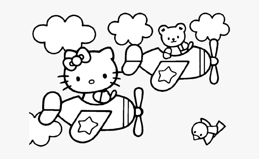 Hello Kitty Coloring Pages Airplane, HD Png Download, Free Download