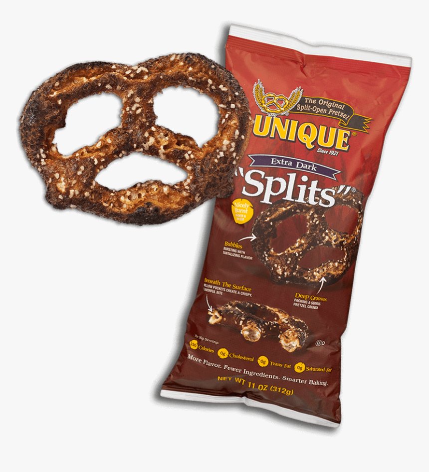 Unique Pretzels Splits Extra Dark 11 Oz Bags - Lye Roll, HD Png Download, Free Download