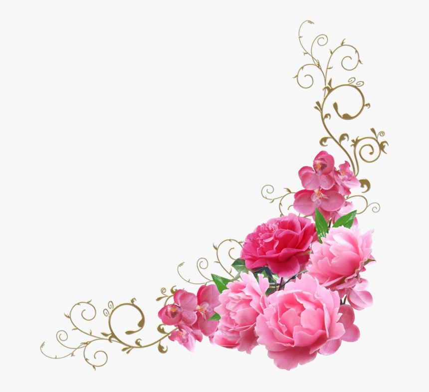 Pink Corner Flowers Png, Transparent Png, Free Download