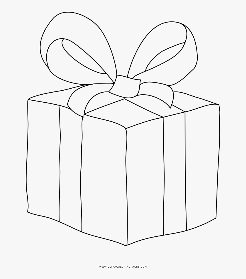 Regalo De Navidad Página Para Colorear - Line Art, HD Png Download, Free Download