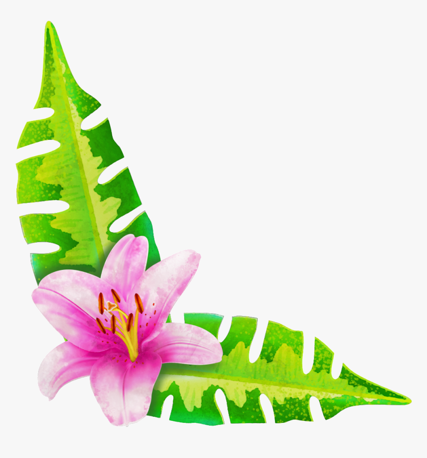 Painted A Flower Two Leaves Png Transparent - Portable Network Graphics, Png Download, Free Download