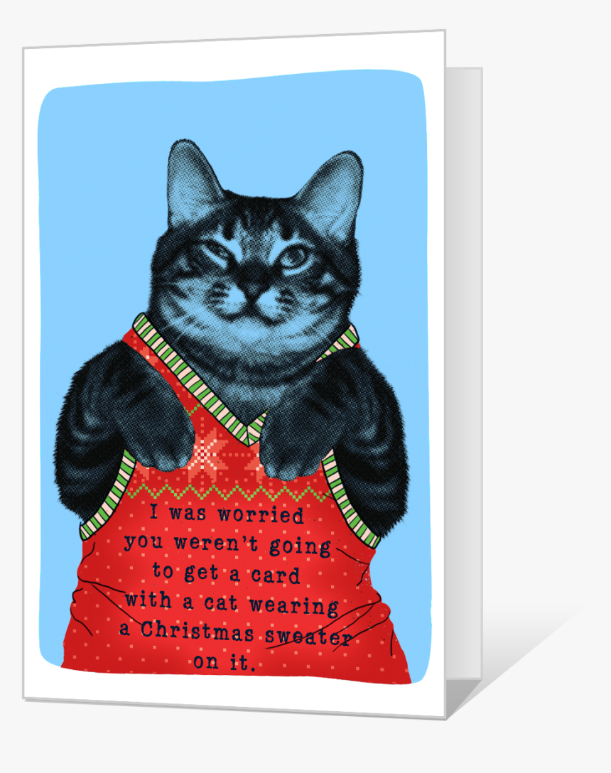Meowy Christmas Printable - Cat In A Christmas Sweater, HD Png Download, Free Download