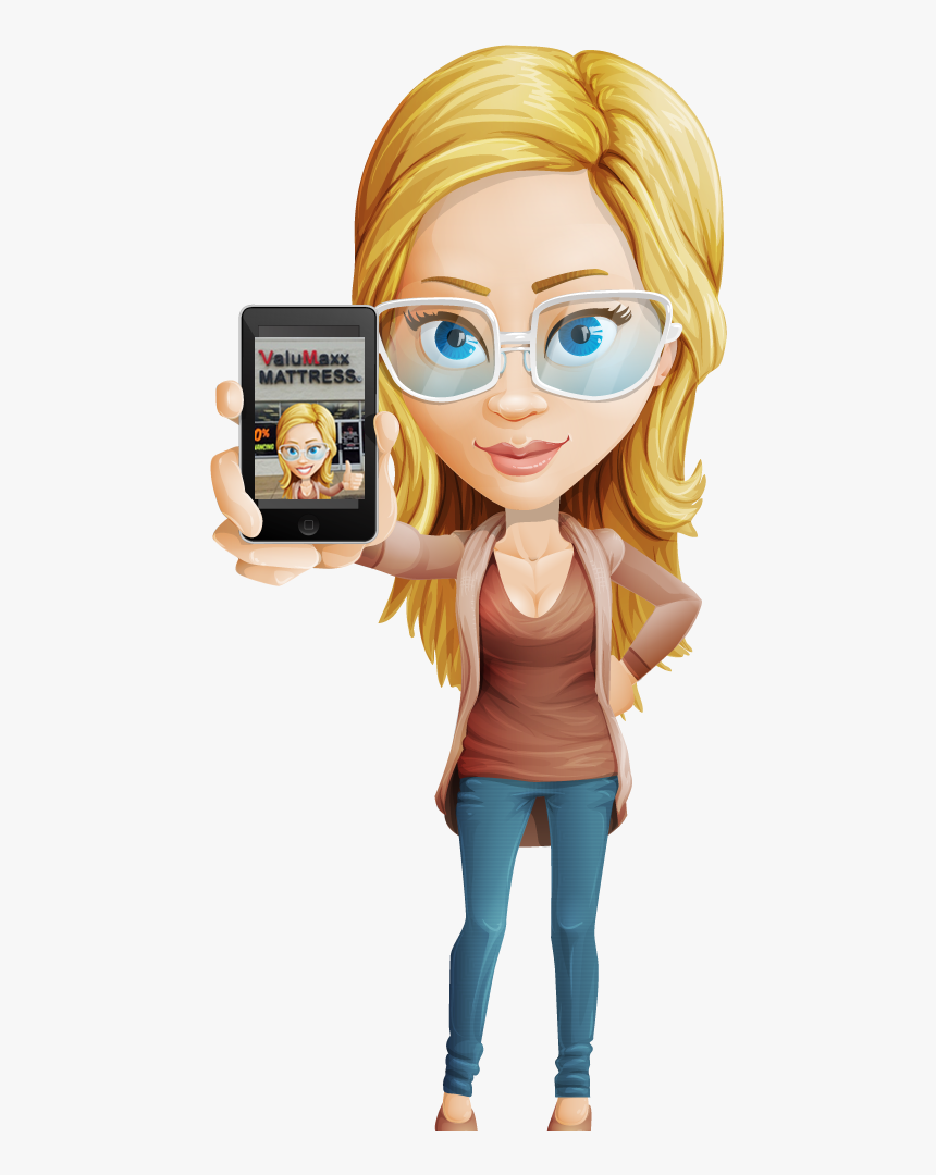 Scene1 Selfie Pic - Girl With Ipad Cartoon, HD Png Download, Free Download
