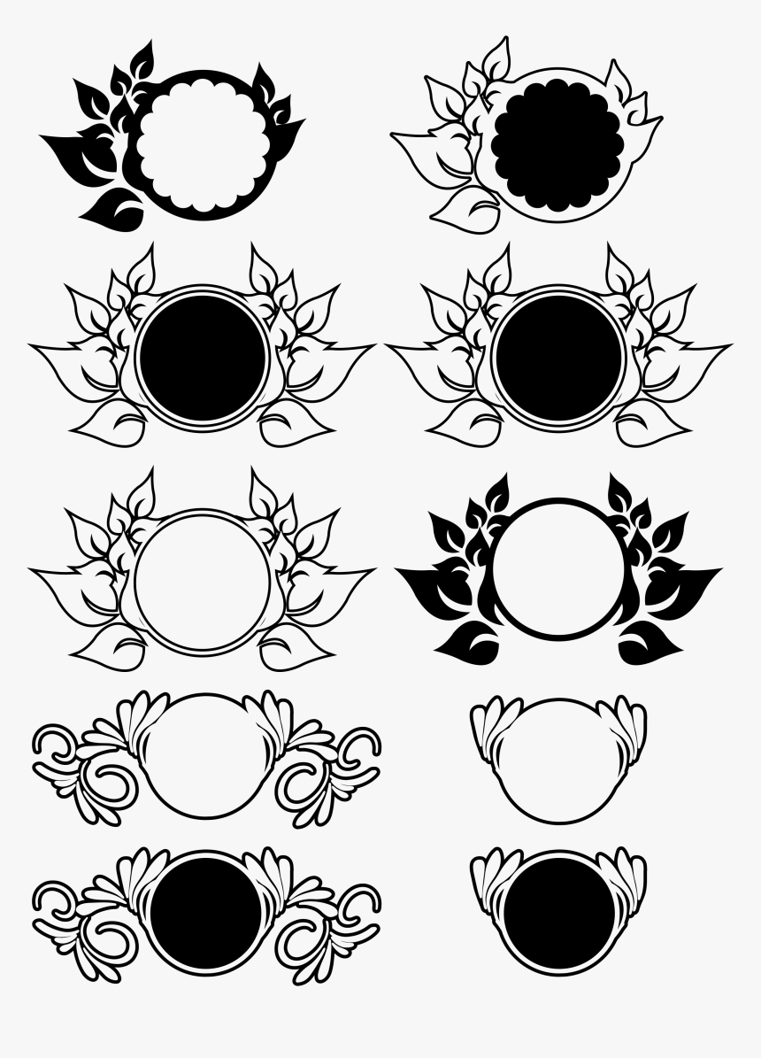 9 Floral Monograms Bundle Svg, Dxf, Jpg, Png, Dwg, - Circle, Transparent Png, Free Download