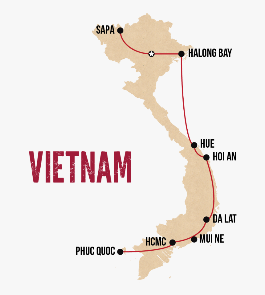 Wanderlist Vietnam - High Resolution Vietnam Map, HD Png Download, Free Download