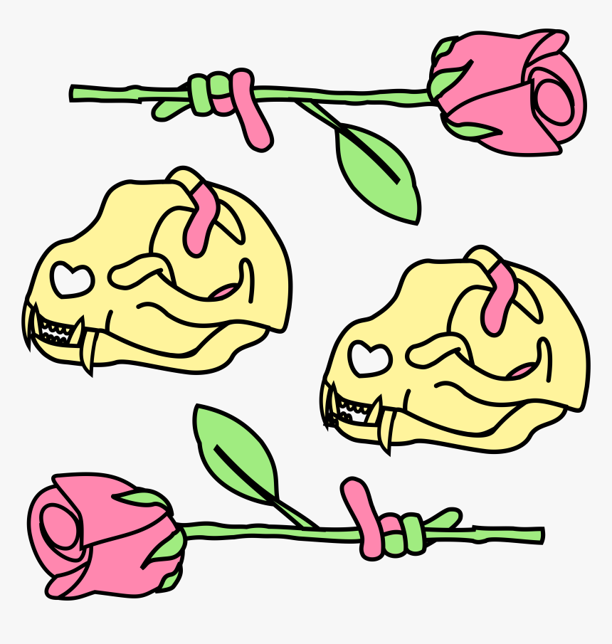 Two Cat Skulls Bordered By Roses, All With Gummy Worms, HD Png Download, Free Download