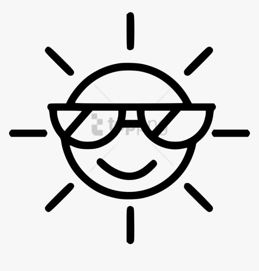 Free Png Download Sun Pictogram Png Images Background - Sunglasses Sun Clipart Black And White, Transparent Png, Free Download
