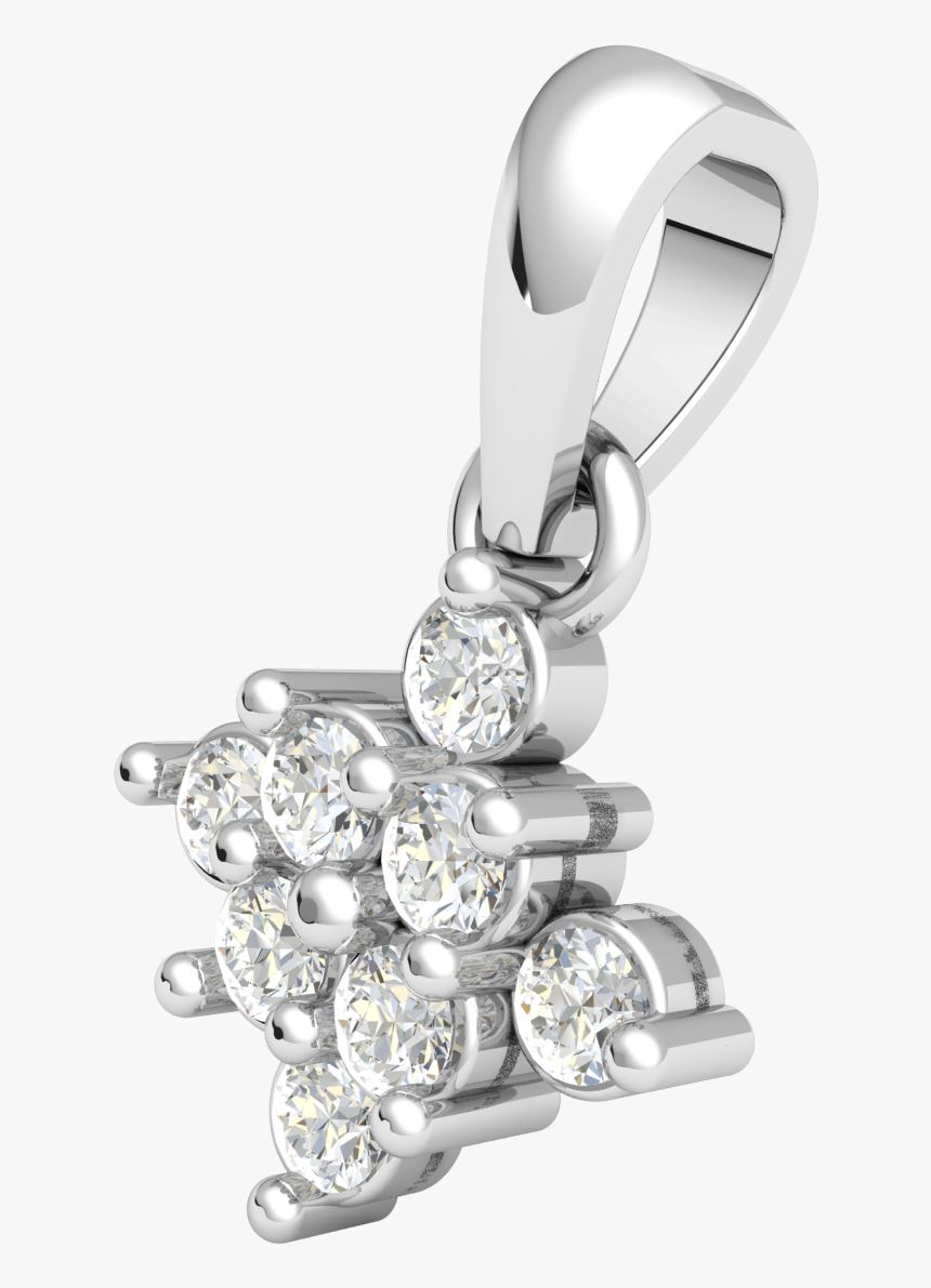 0 07ct Round Genuine Diamond Cluster Drop Pendant For - Pendant, HD Png Download, Free Download