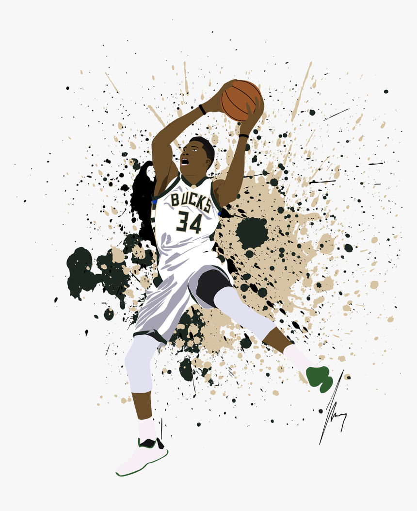 Transparent Basketball Player Dunking Clipart - Paint Splatter Basketball, HD Png Download, Free Download
