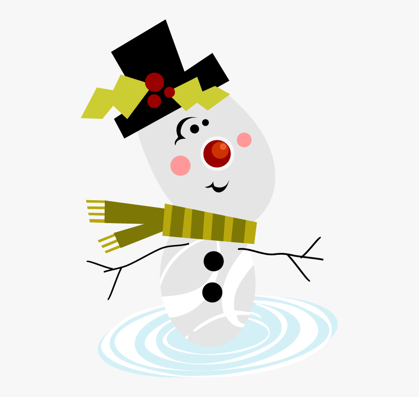 Snowman Wearing A Top Hat And Scarf - Cartoon, HD Png Download, Free Download