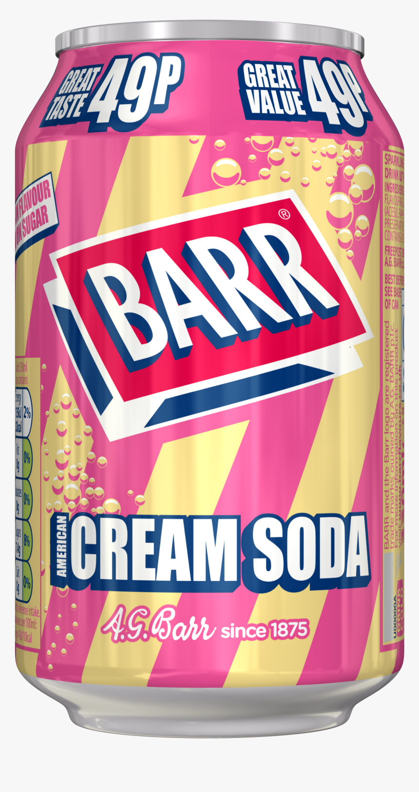 Barr American Cream Soda Can 330ml Pmp"
 Title="barr - Fizzy Drinks Cream Soda, HD Png Download, Free Download