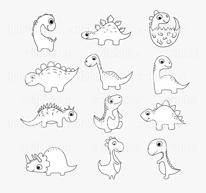 Dinosaur Drawing Vector And Stock Photo - Line Art, HD Png Download, Free Download