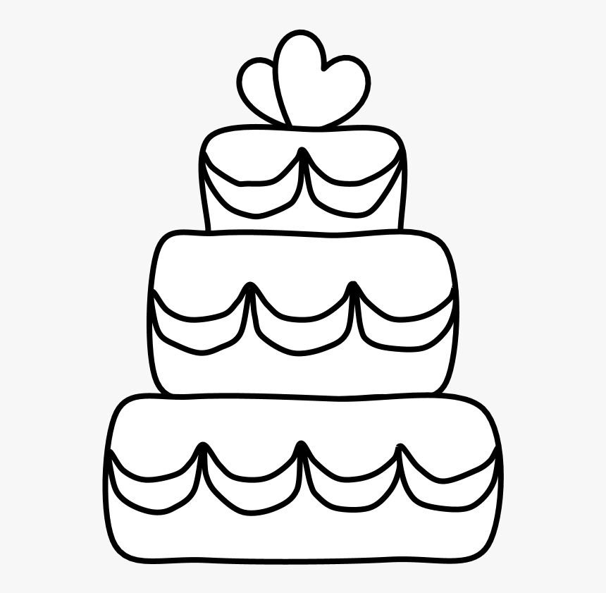 Wedding Cake, Tiers, Icing, Heart, Black And White - Bánh, HD Png Download, Free Download