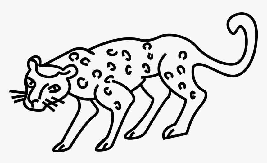 Vector Illustration Of Large Spotted African Carnivore - Line Art, HD Png Download, Free Download