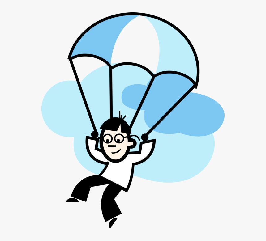 Vector Illustration Of Parachutist Parachuting To Earth - Paragliding Clipart Png, Transparent Png, Free Download