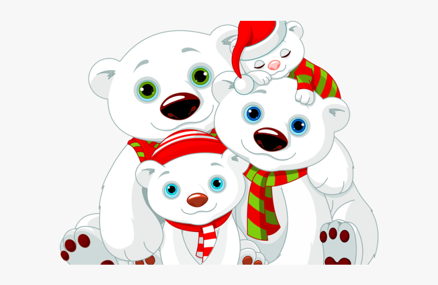 Christmas Polar Bear Family, HD Png Download, Free Download