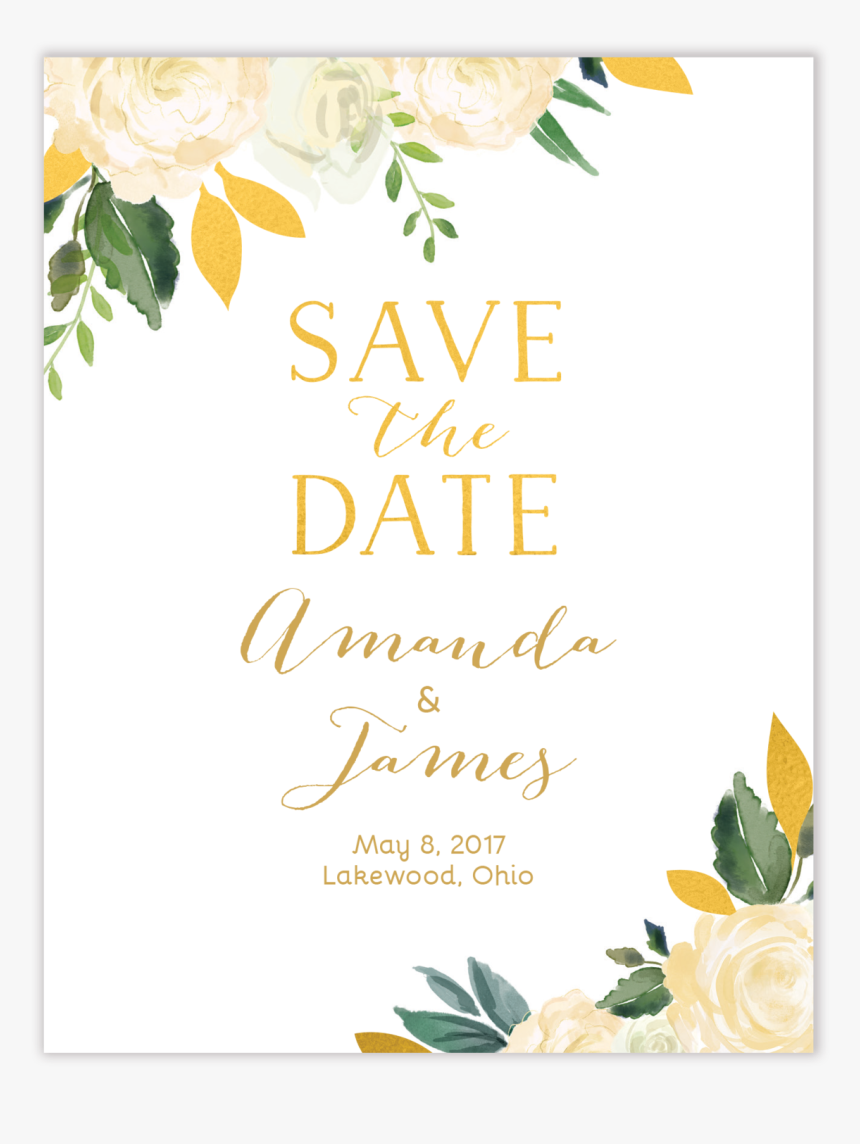 Dreamy Blooms Foil Pressed Save The Date Card - Wedding, HD Png Download, Free Download