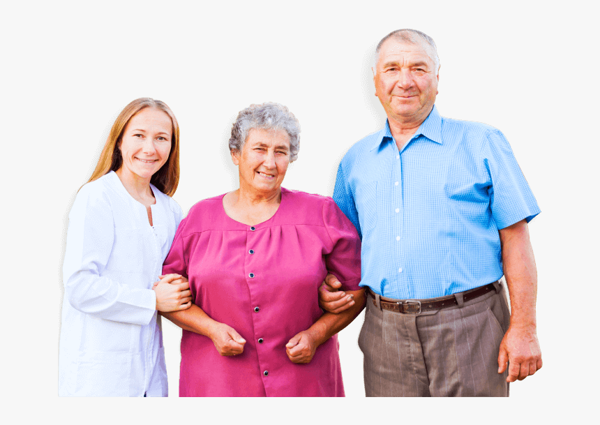 Elderly Couple And Caregiver Smiling - Senior Citizen, HD Png Download, Free Download