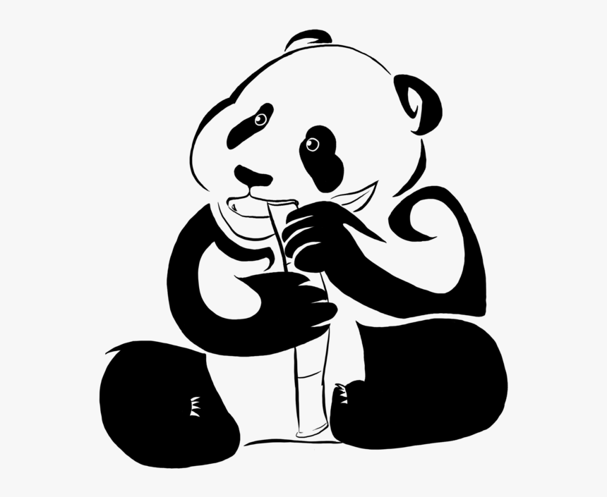 Panda Eating Bamboo Drawing - Tribal Panda Tattoo, HD Png Download, Free Download