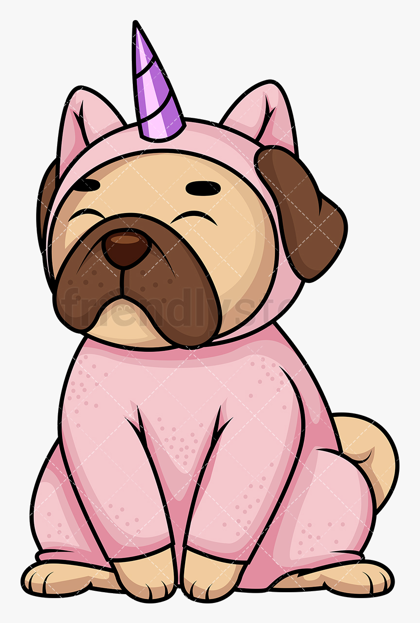 Dog Pug In Unicorn Costume Cartoon Vector Transparent - Dogs In Costumes Clipart, HD Png Download, Free Download