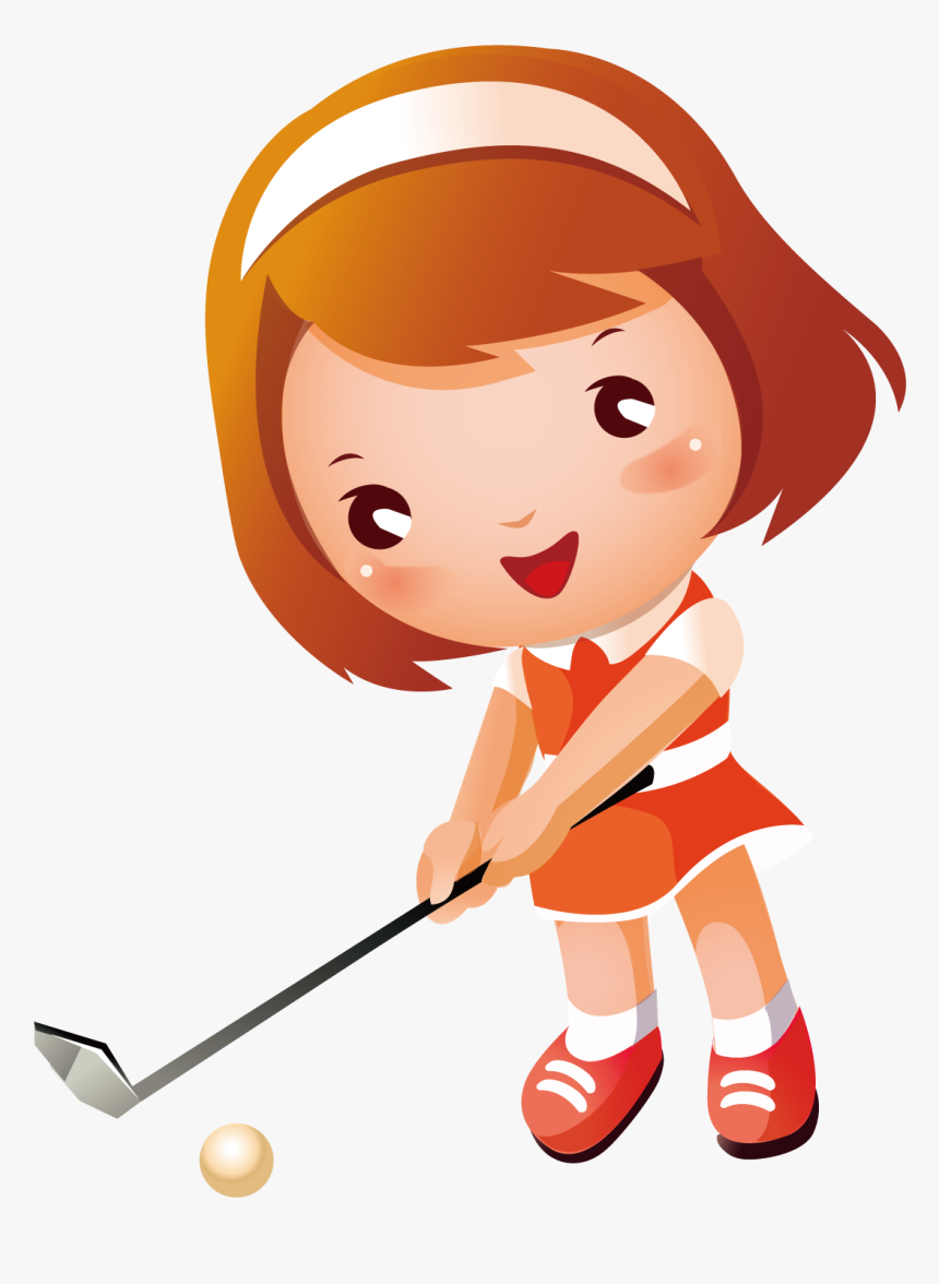 Clip Art Girl Playing Baseball Clipart - Girl Playing Golf Cartoon, HD Png Download, Free Download