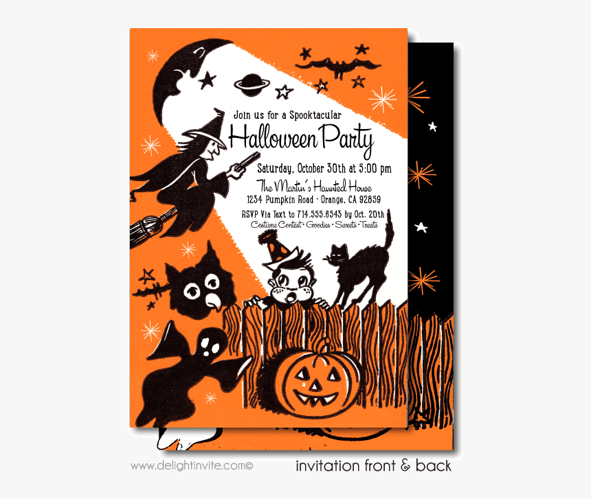 Vintage Halloween Invitations, HD Png Download, Free Download