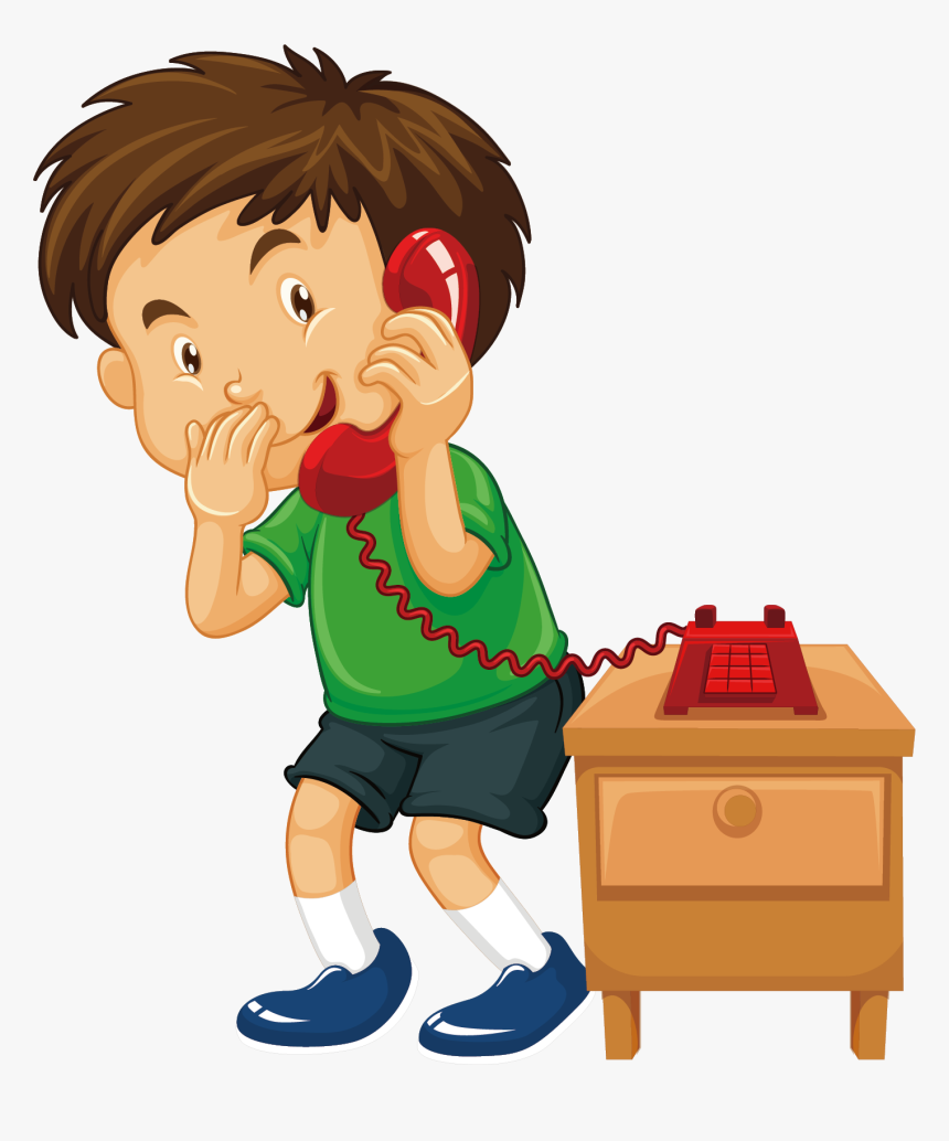 Telephone Call Stock Photography Clip Art - Boy Calling Clipart, HD Png Dow...