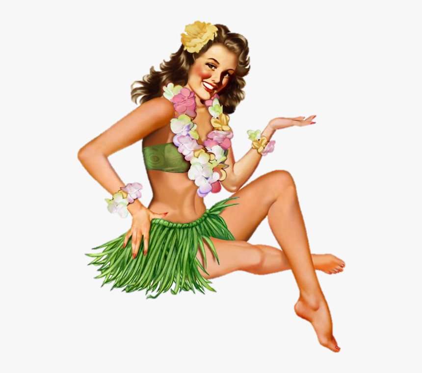 Hula Girls Pin - Pin Up Girl Hawaii, HD Png Download, Free Download