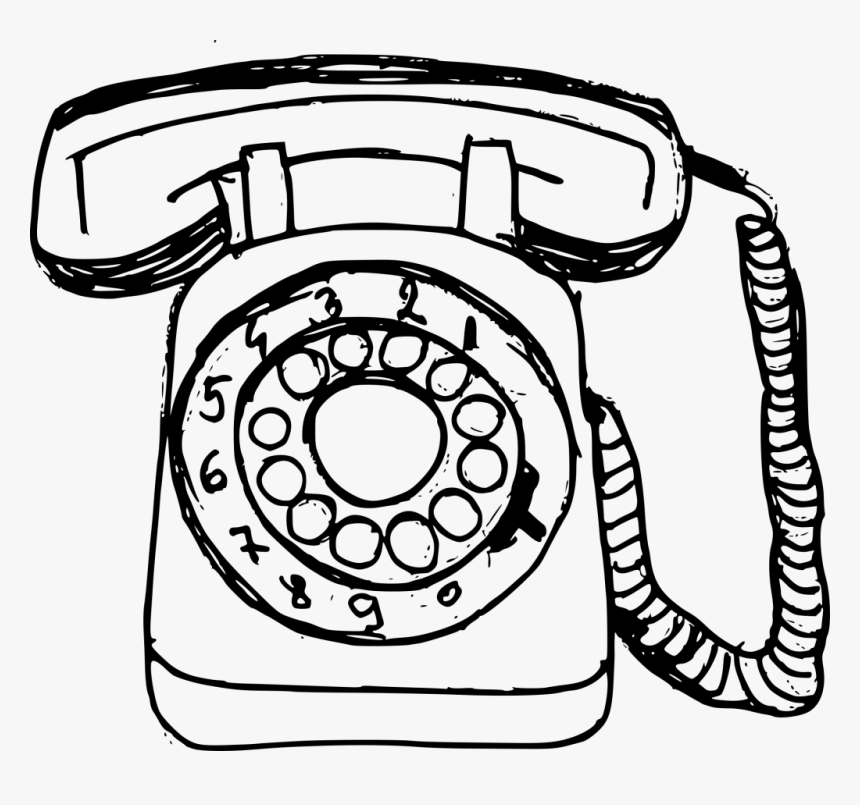 Transparent Telephone Clipart Black And White - Old Phone Drawing, HD Png Download, Free Download