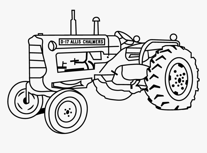 Drawing Tractors Tractor Trolley - Allis Chalmers Tractor Drawing, HD Png Download, Free Download