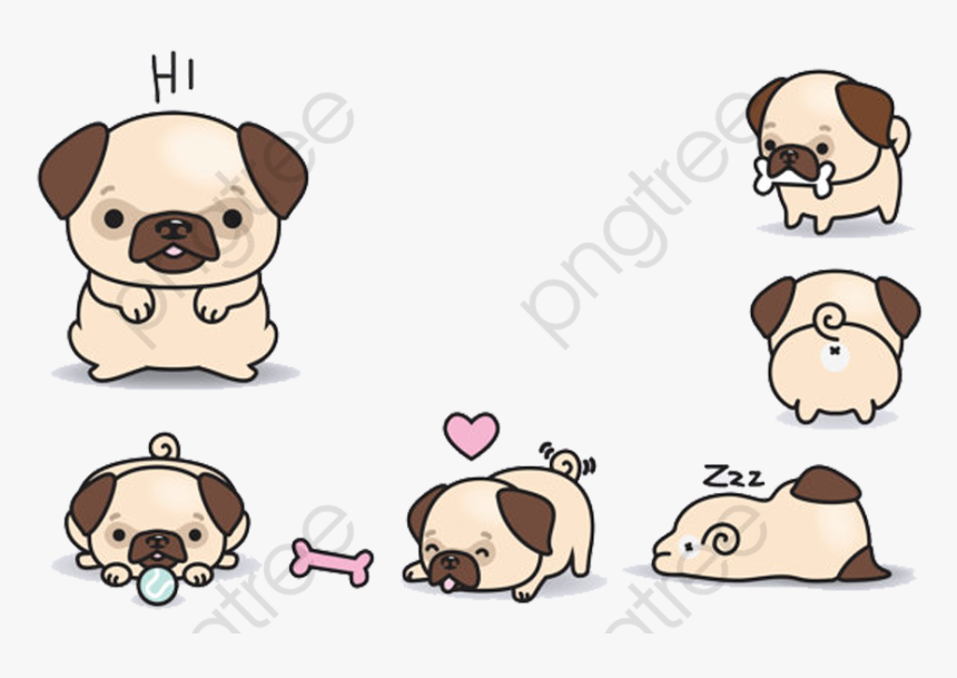 Transparent Pug Face Clipart - Cute Pug Dog Clip Art, HD Png Download, Free Download