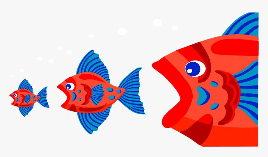 Transparent Eat Clipart - Fish Eating Fish Cartoon, HD Png Download, Free Download