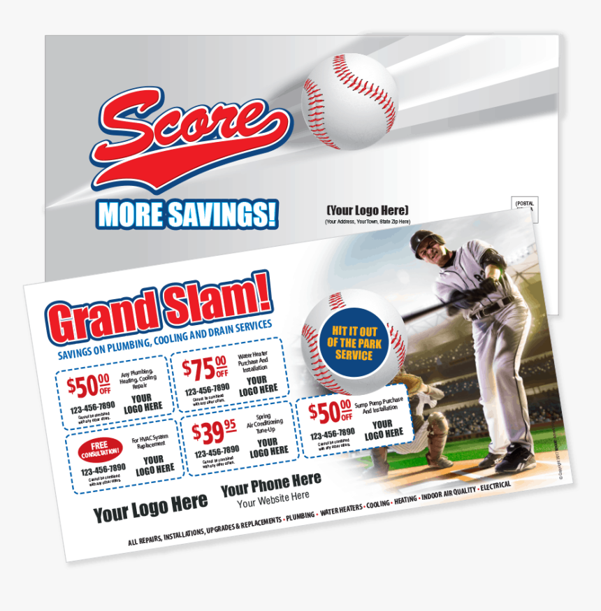 Contractor Multi Coupon Mailer Baseball Theme - Baseball, HD Png Download, Free Download