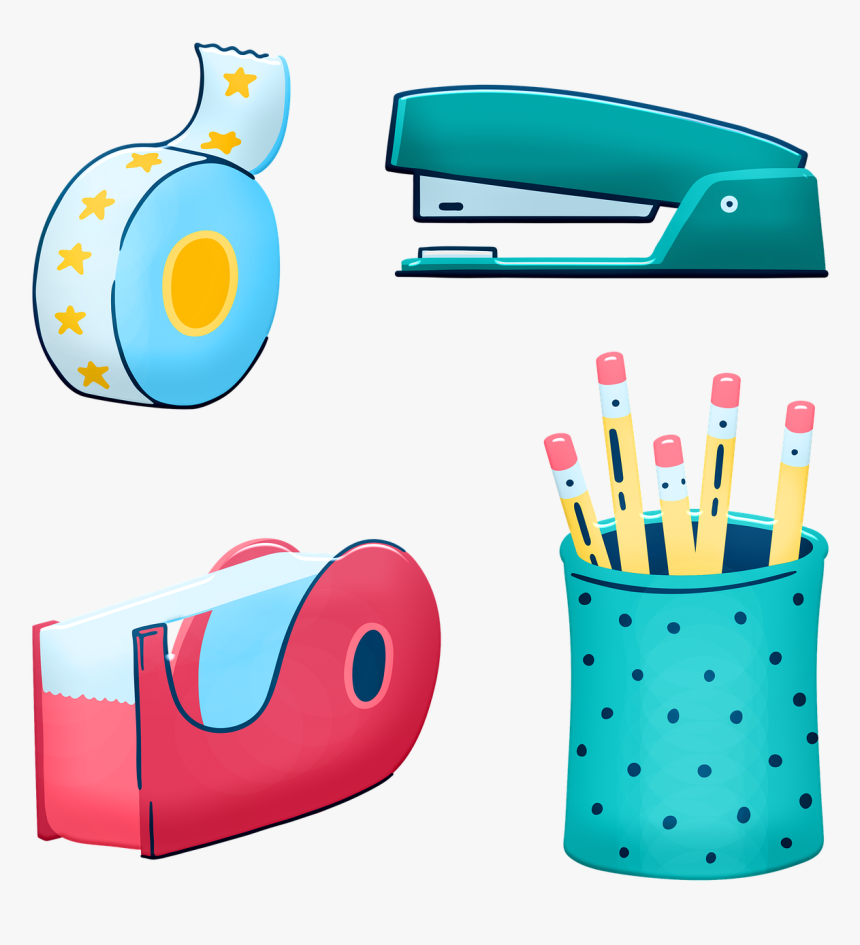 Office Supplies, Staple, Tape, Pencils, Cup, Office, HD Png Download, Free Download