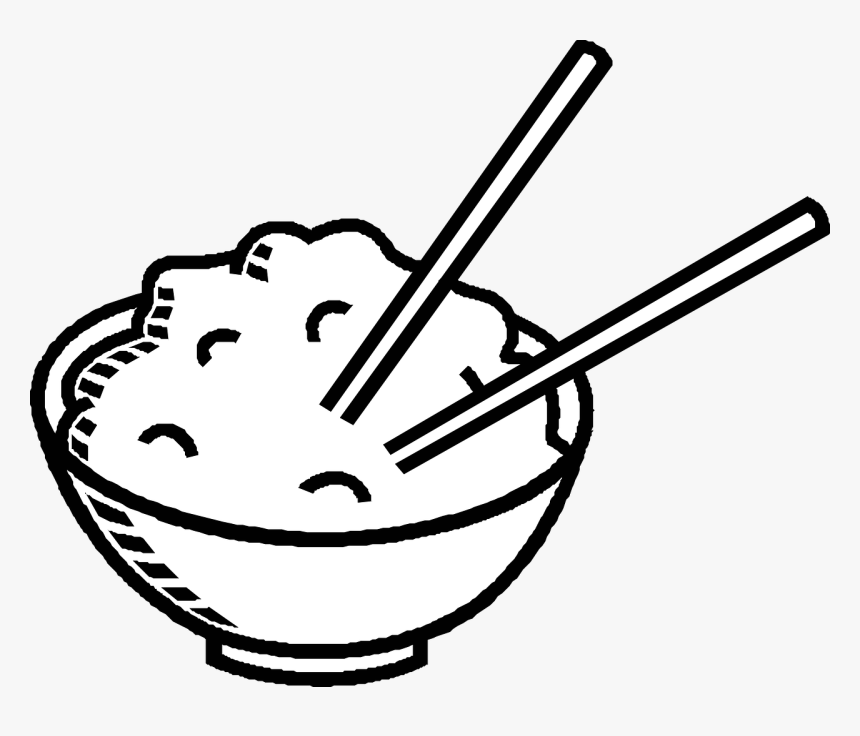 Chopsticks, Chinese Food, Bowl, Rice - Rice Black And White Clipart, HD Png Download, Free Download