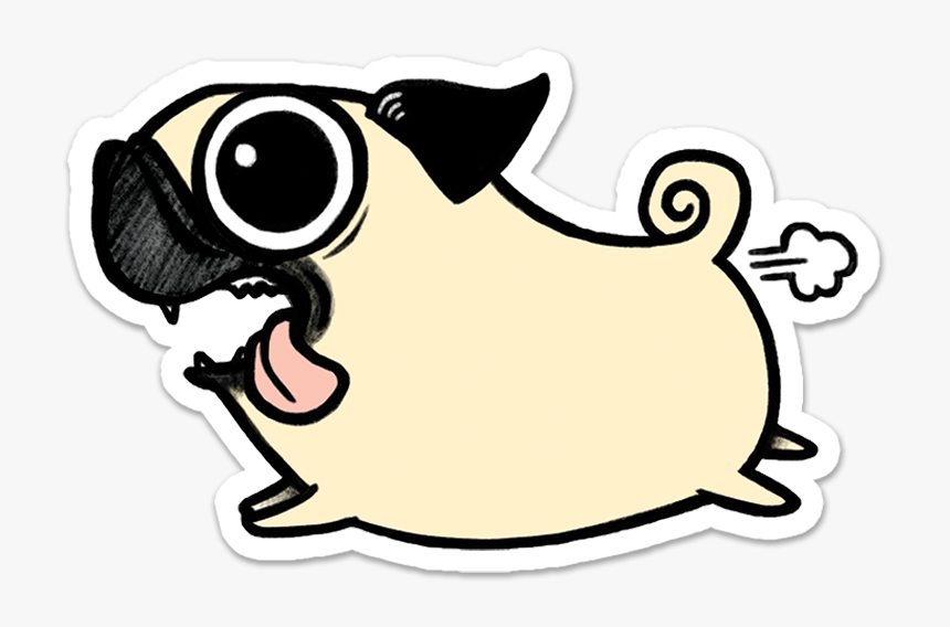 Crazy Pug Sticker - Pug Cartoon No Background, HD Png Download, Free Download