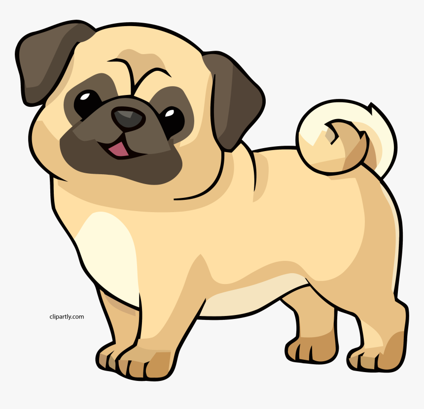 Navajowhite Color Dog Cute Chibi Clipart Png - Pug Dog Clip Art, Transparent Png, Free Download