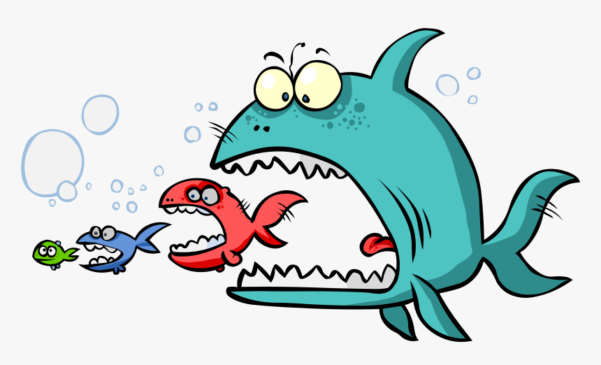 Big Fish Eating Small Fish Clipart - Comparative And Superlative Cartoon, HD Png Download, Free Download