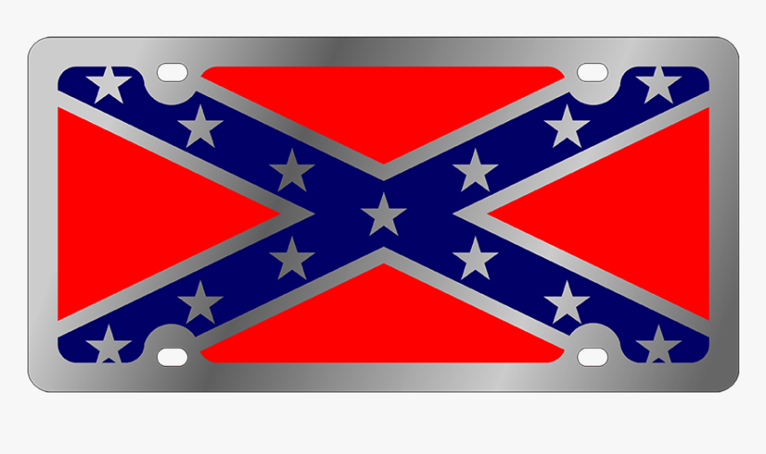 Confederate Rebel Flag License Plate- Stainless Steel - Confederate Flag License Plate Frame, HD Png Download, Free Download